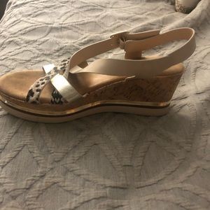 wedge gold w/ leopard print sandals